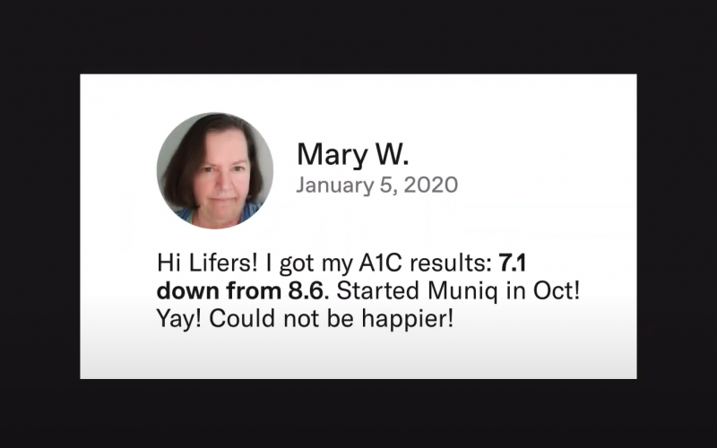 A facebook post about lower a1c