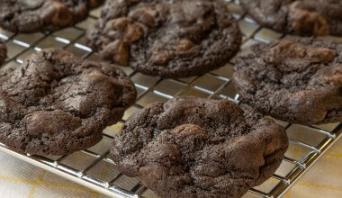 chocolate cookies on an oven rack