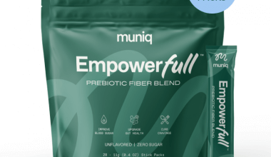 Empowerfull image of a stick pack and pouch in green on white